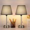 Set of 2 Grey Shade Silver Base Bedside Lamps – Modern Nightstand Table Lamps for Bedroom, Office, or Dorm